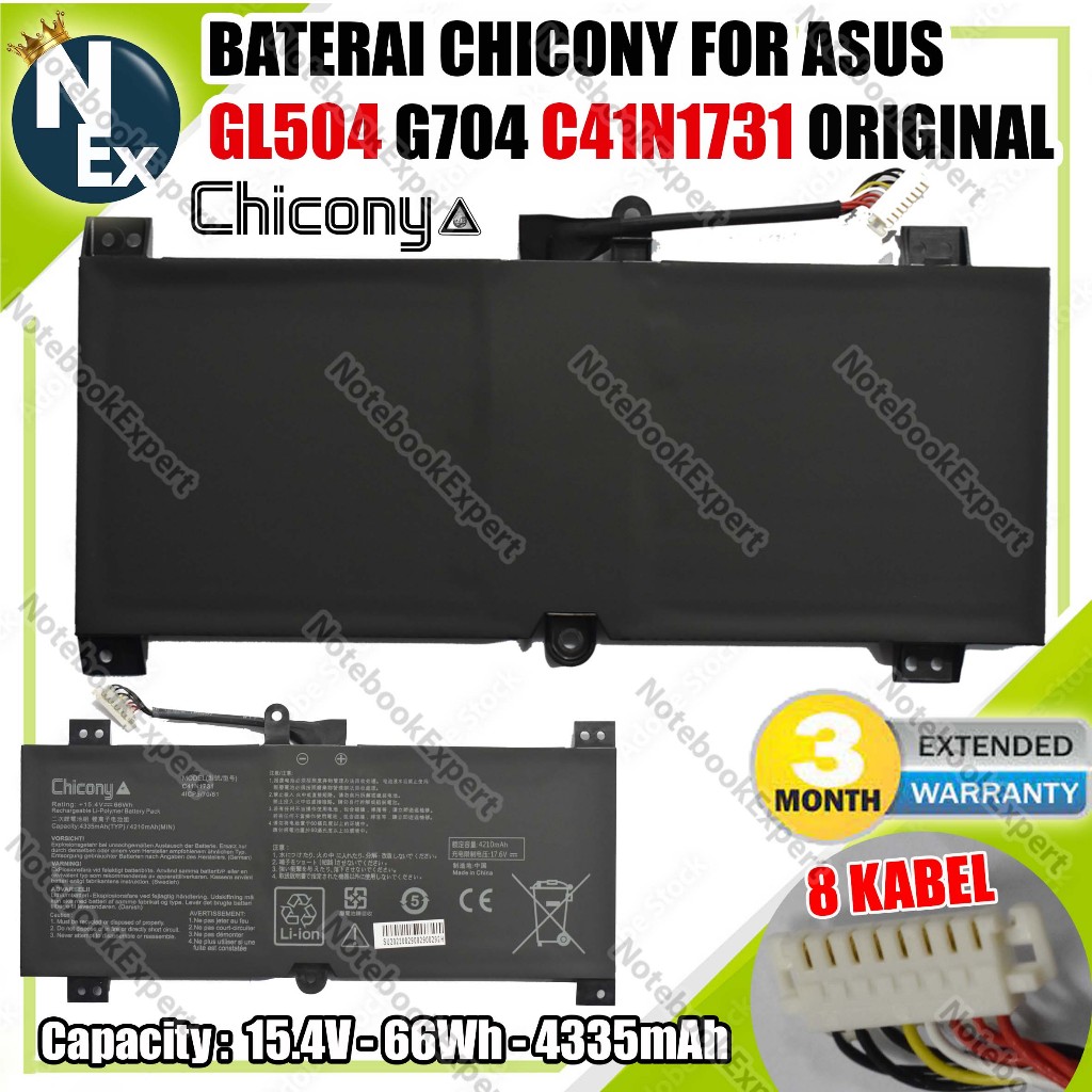 Jual BATTERY CHICONY FOR ASUS GL504 G704 C41N1731 ORIGINAL | Shopee ...