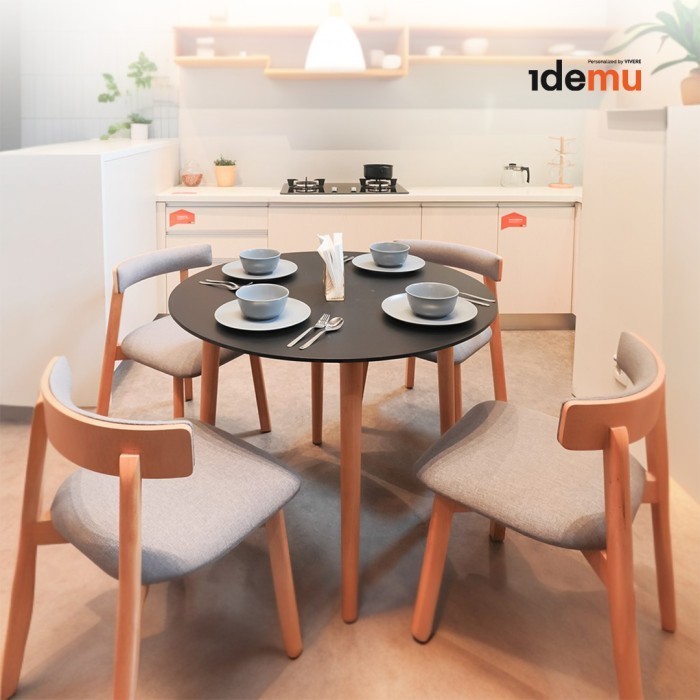 Jual Display Sale - IDEMU Verde Meja Makan Hitam Round Dining Table ...