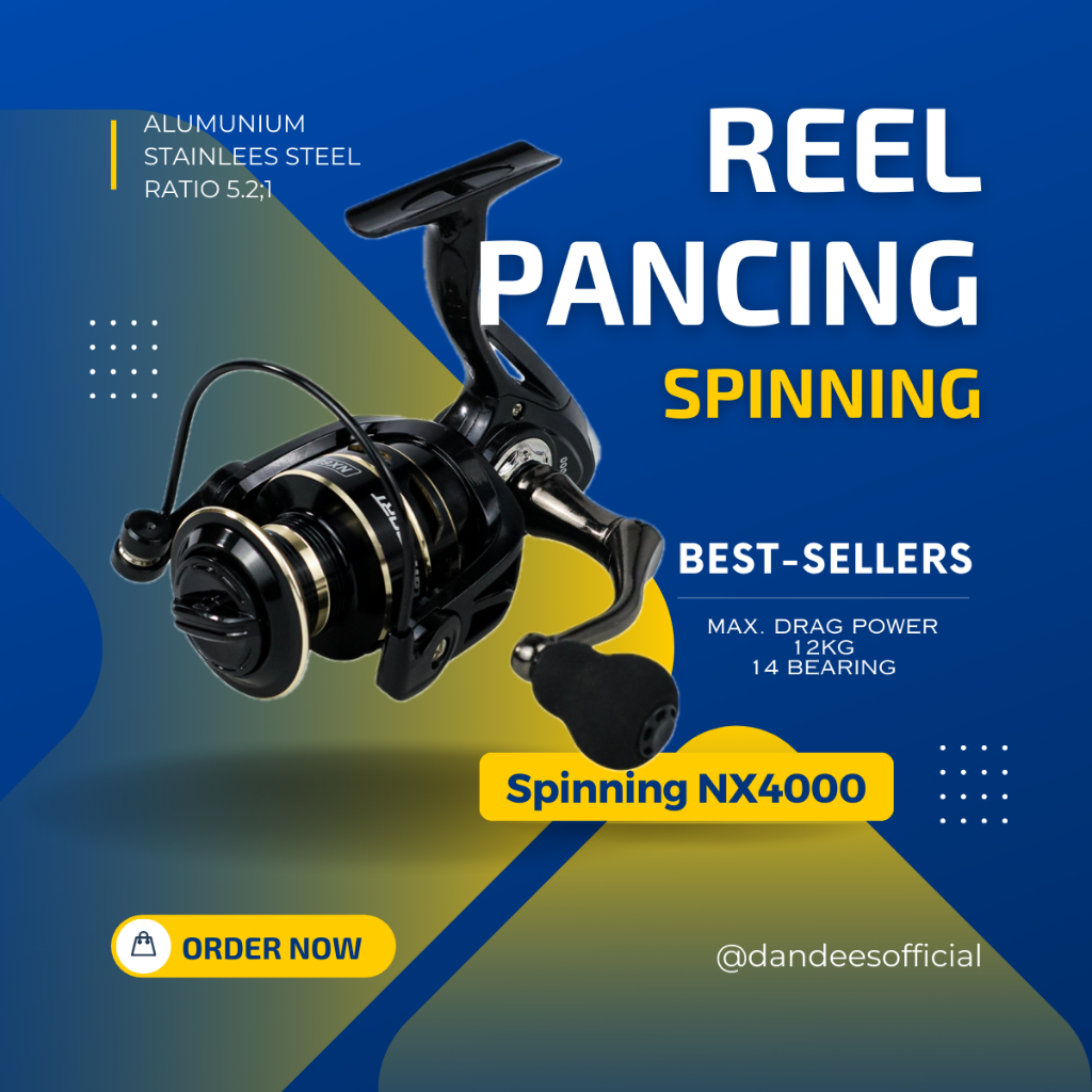 PROMO Reel Pancing Gold Sharking NX4000 Metal drag 12kg- 5.2:1