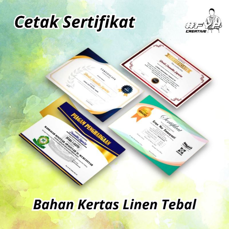 Jual Cetak Sertifikat A4 Bahan Linen Tebal Sertifikat Piagam