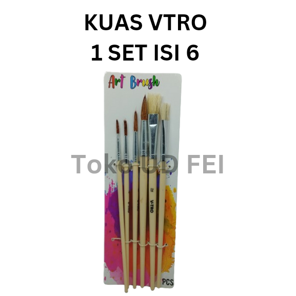 Jual Kuas VTRO/ Kuas 1 set isi 6/ Kuas set/ Kuas lukis/ kuas menggambar ...