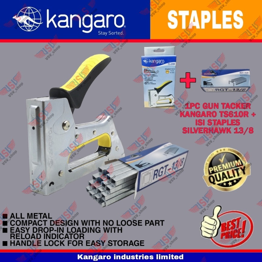 Jual Kangaro Stapler Ts 610r Isi Staples Silverhawk Gun Tacker