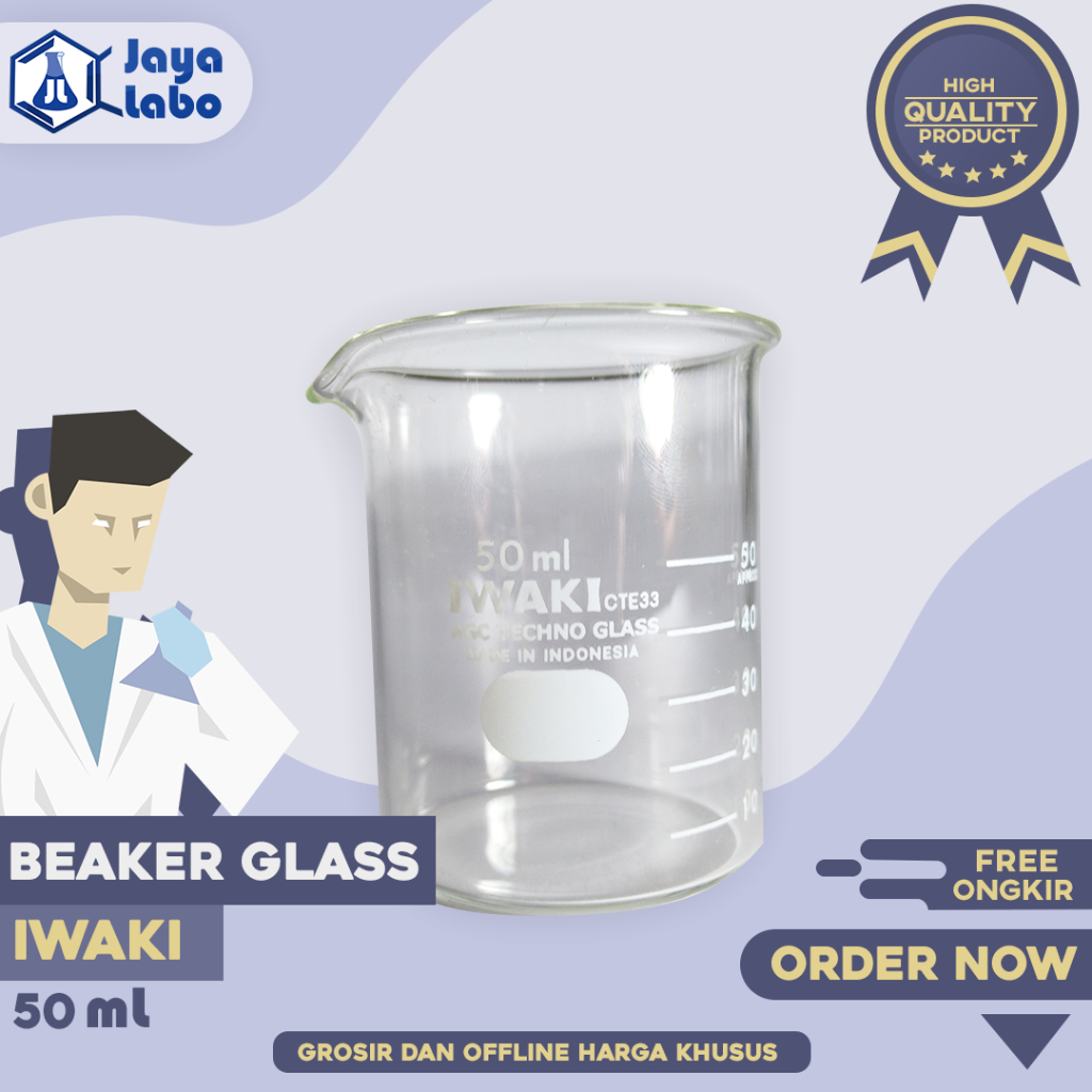 Jual Beaker Glass Iwaki Vol 50 Ml Gelas Piala Alat Laboratorium Original Iwaki Shopee 0760