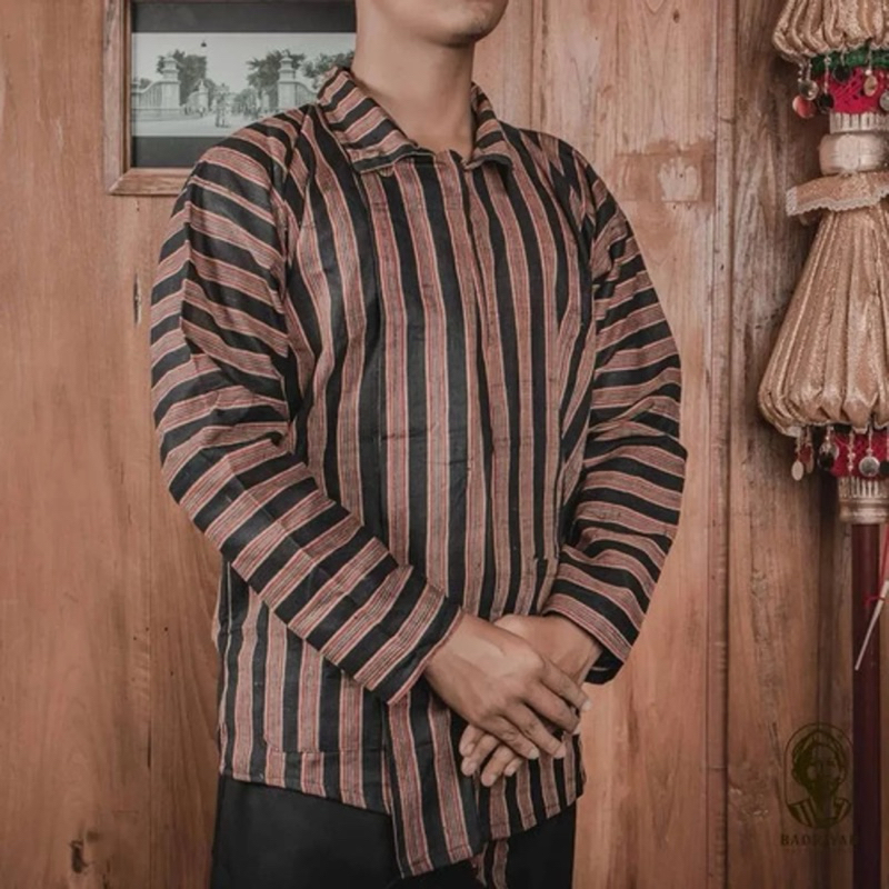 Jual SURJAN LURIK BAJU JADUL COWOK PRIA DEWASA LURIK HITAM COKLAT BAJU