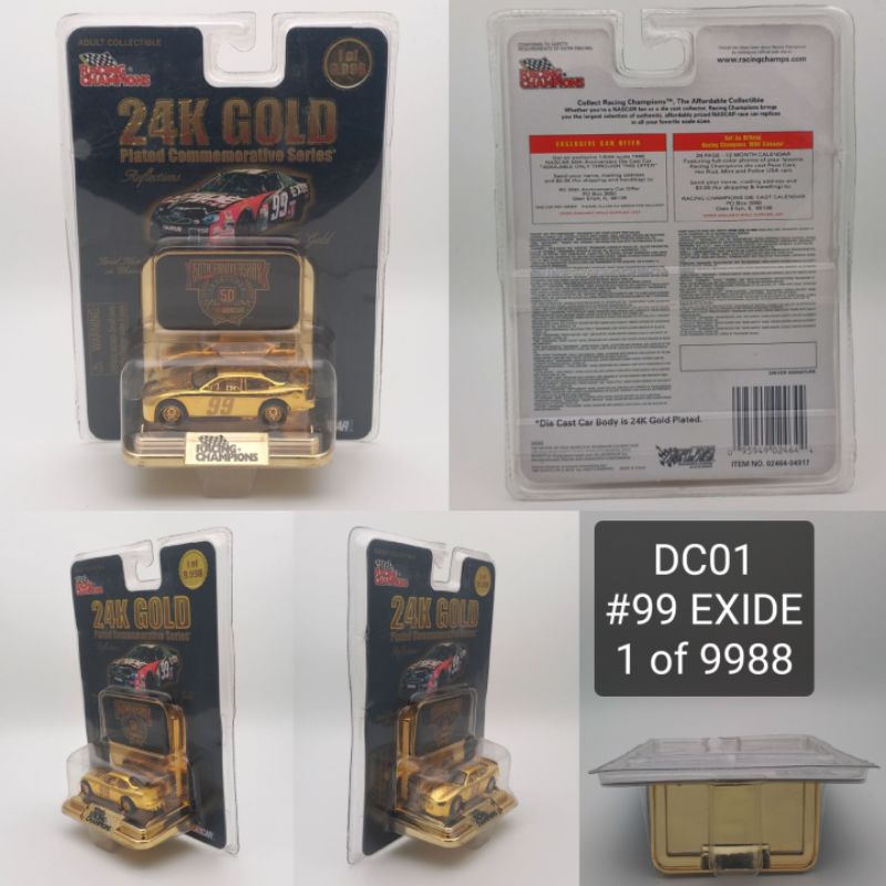 Diecast Nascar 24k gold racing champions rare classic vintage koleksi  pajangan mainan mobil limited