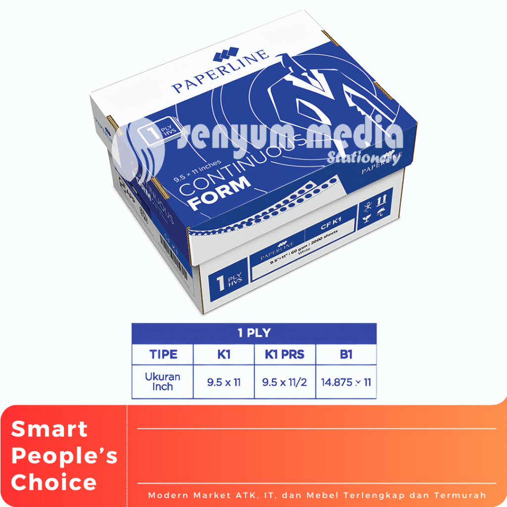 Jual Kertas Continuous Paperline 1 Ply (1 Box Isi 2000 Lembar) (S:BOX ...