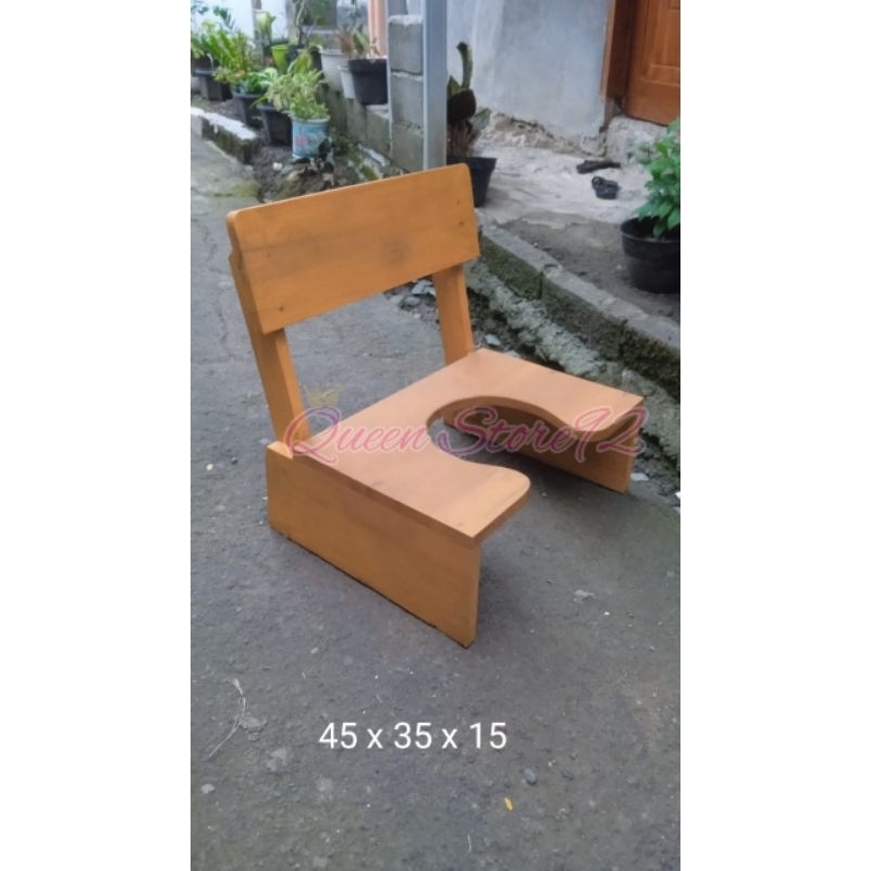 Jual Bangku Toilet WC Kursi Toilet WC Jongkok Dengan Senderan Punggung Bahan Kayu Mahoni