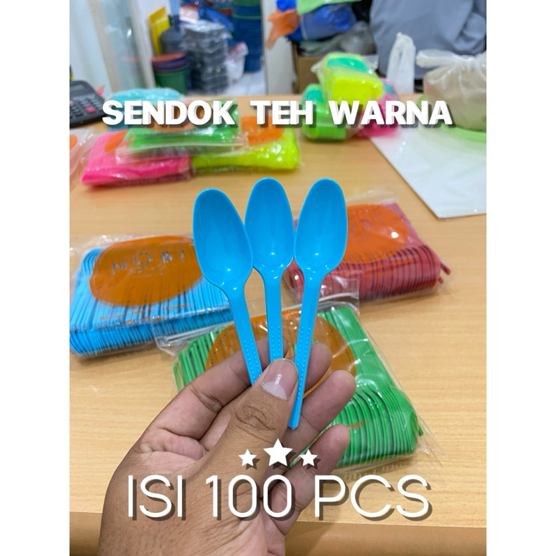 Jual Pack Sendok Teh Warna Nobi Plastic Tea Spoon Sendok Makan Panjang Ps Sendok