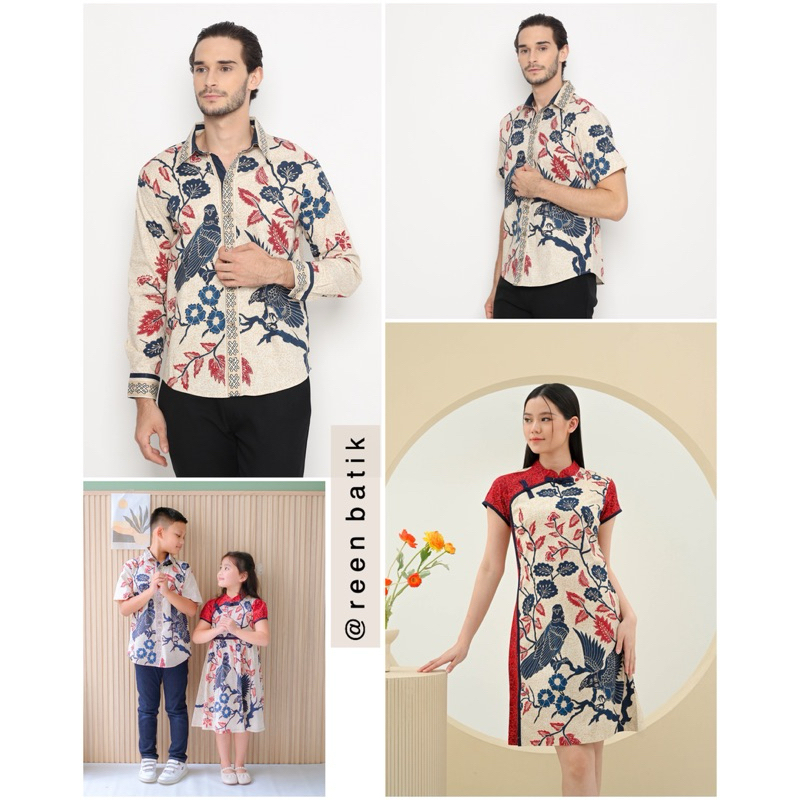 Jual Batik Couple Family Set Edisi Imlek Warna Merah 113 UPH / 115 UPH ...