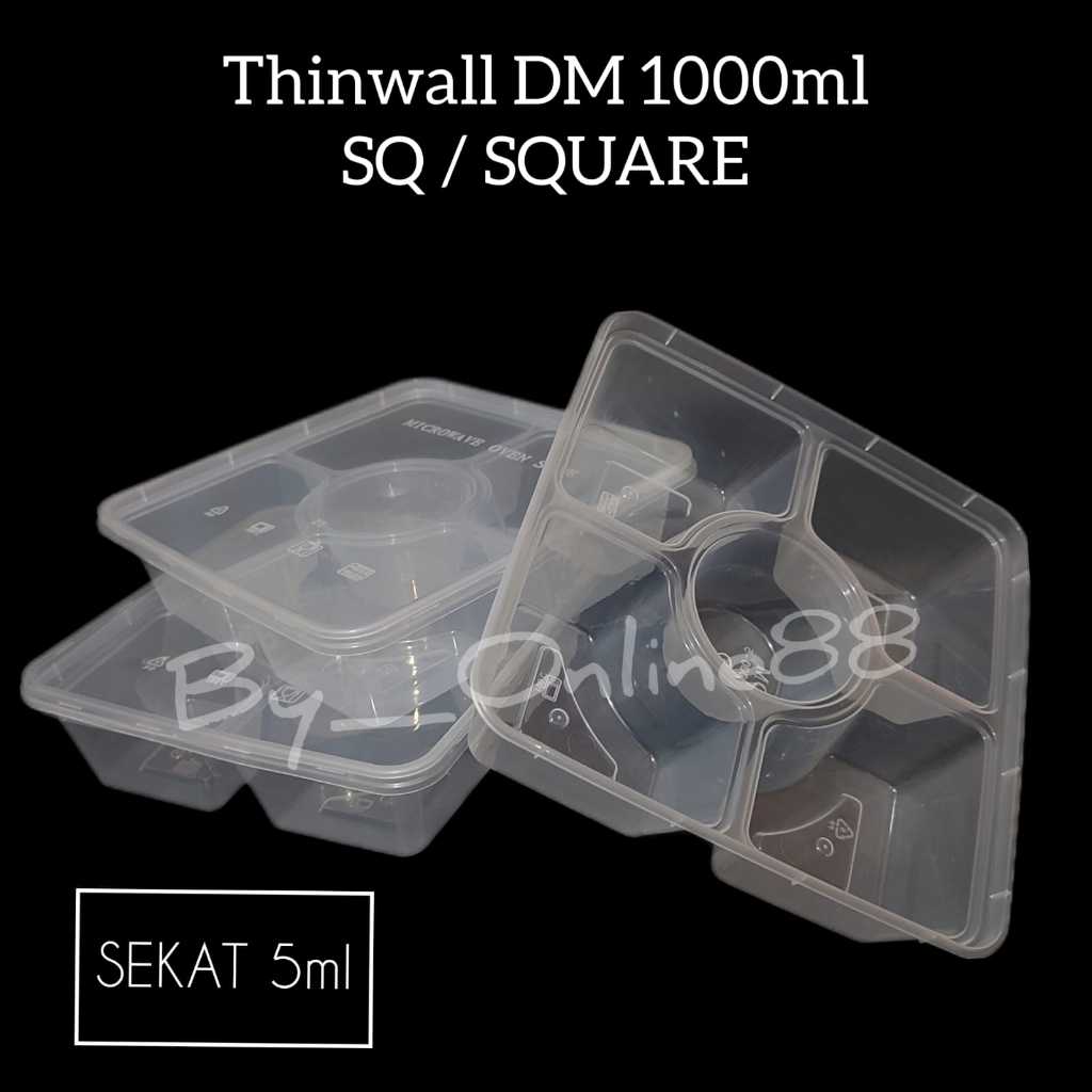 Jual Thinwall Dm 1000ml Sekat 5ml Sq Square Kotak Makan 25pcs