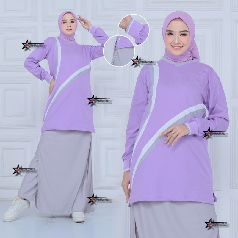 Jual Setelan Baju Senam Muslimah Rok Celana / Model Celana Rok Muslimah