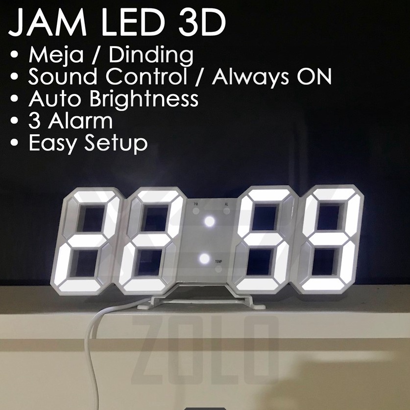 Jual New Product TrxI3u8T Zolo Jam Meja LED 3D Jam Dinding Digital LED ...