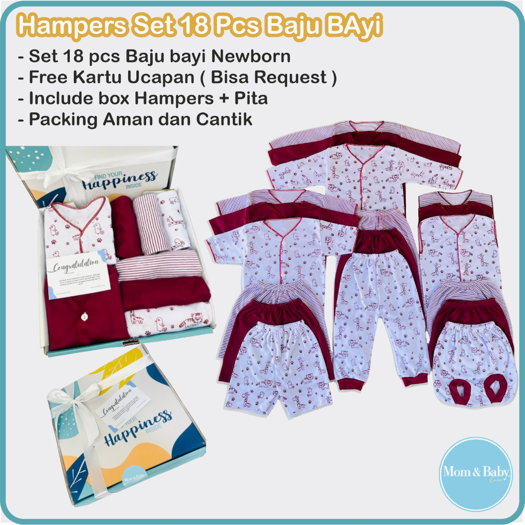 Jual [ FREE PAPER BAG ] Hampers Bayi Set 18 Pcs Baju Bayi Kado Lahiran ...