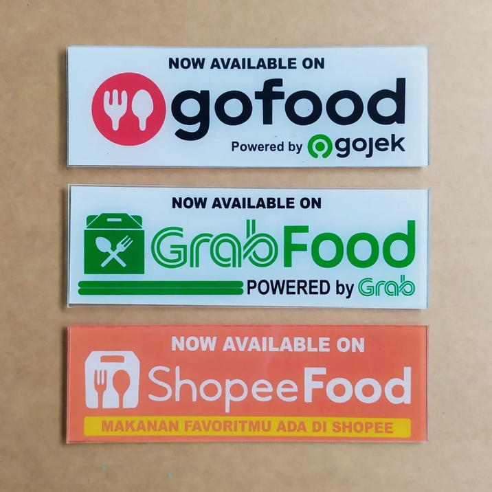 Jual Stiker Gofood, Grabfood, Shopeefood Sign Akrilik Custom Gofood