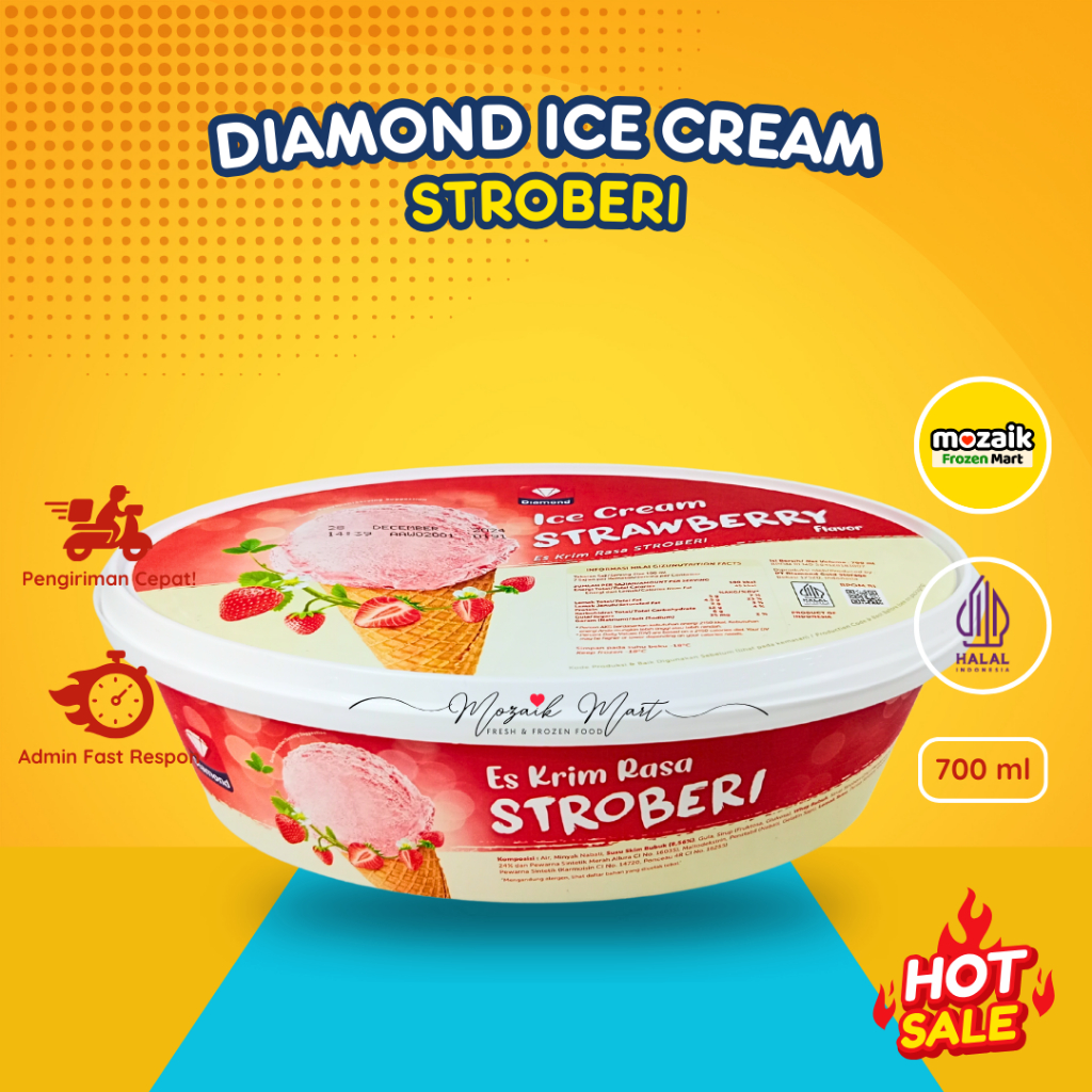 Jual Es Krim Diamond Strawberry 700 mlIce Cream Stroberi/Strawbery