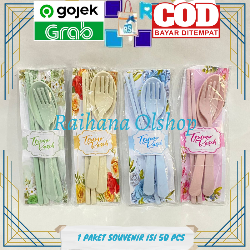 Jual Souvenir Pernikahan Ulang Tahun Dan Khitanan Murah Sendok Set Kemasan Plastik Alas Isi 0288