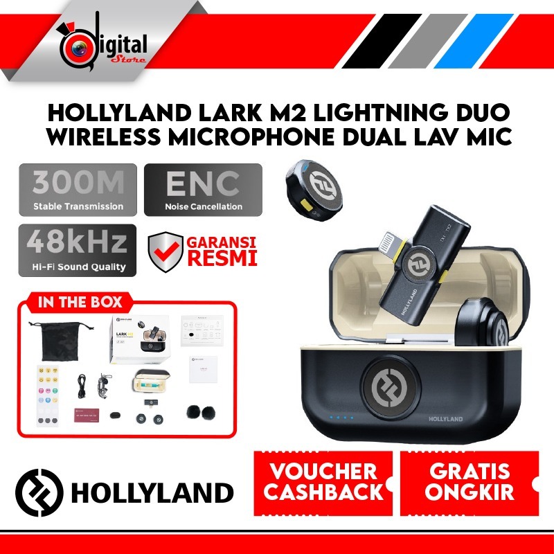 Promo Hollyland Lark M2 Lightning Duo Wireless Microphone Dual Lav