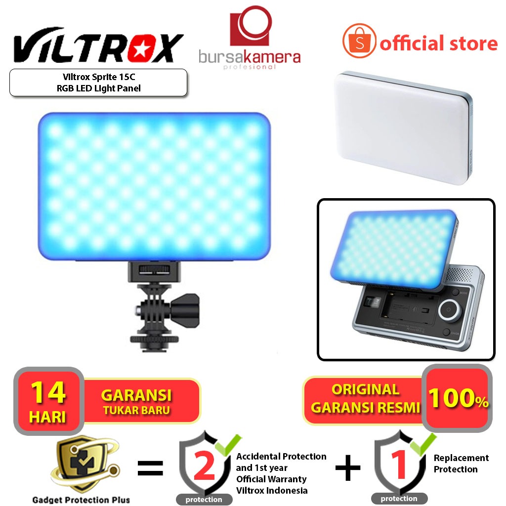 Panneau LED VILTROX Sprite 15C - Lumière RVB 2800-6800K - CRI95+ - Pour Photo, Vidéo Et Streaming