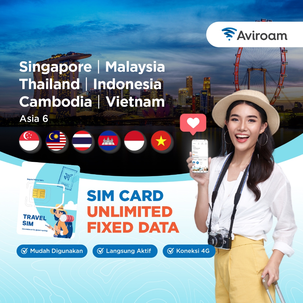Jual Aviroam Sim Card Travel ( Singapore Malaysia Thailand