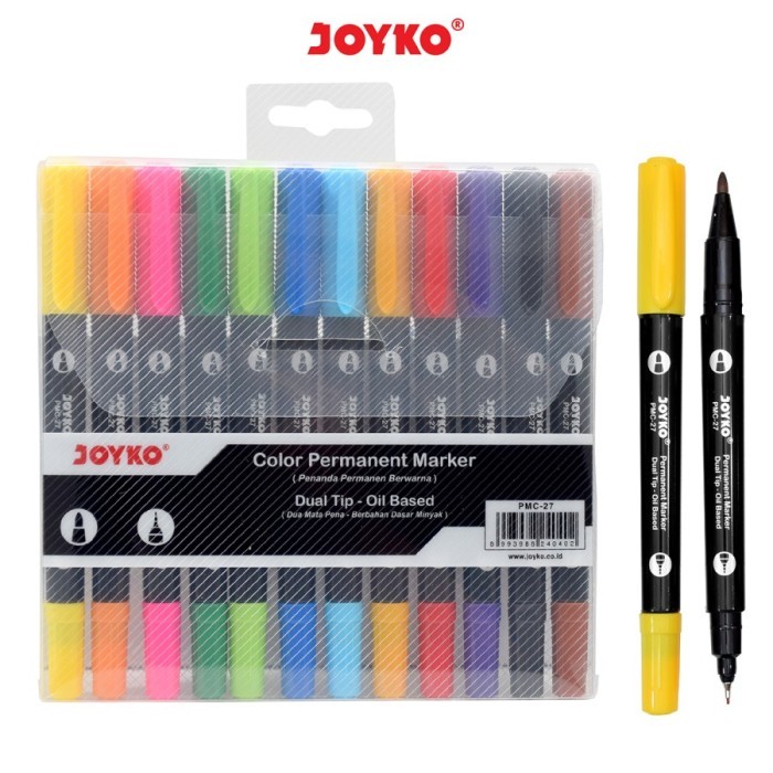 Jual Color Permanent Marker / Penanda Permanen Berwarna PMC-27 Joyko ...