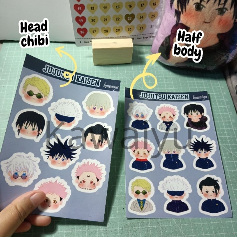 Jual Sticker Anime Anti Air Jujutsu Kaisen Kiss Cut A6 Sukuna Gojo Toge ...