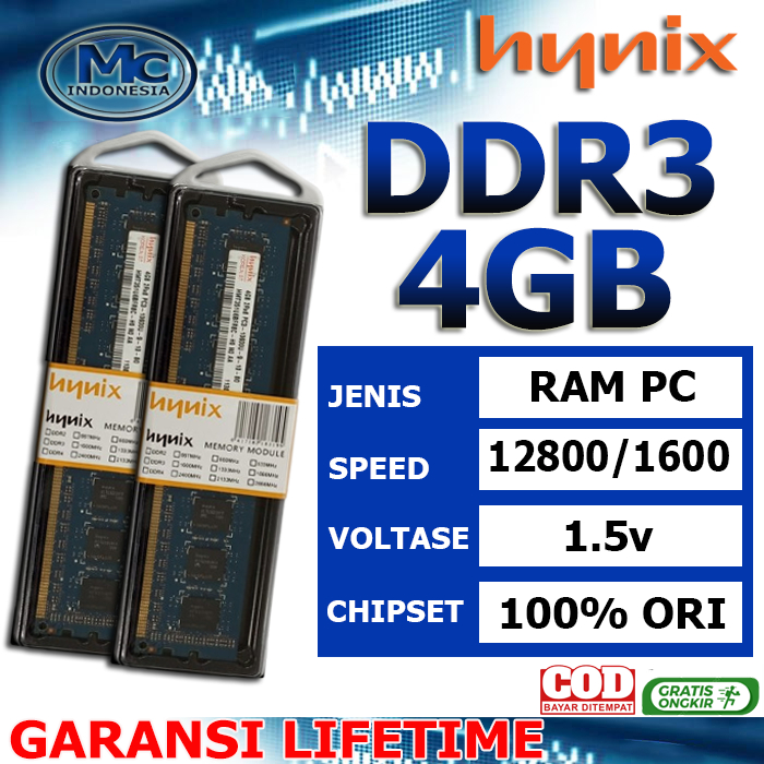 Jual Memory Ram Pc Komputer DDR3 4GB /2GB DDR2 2GB PC-12800/10600