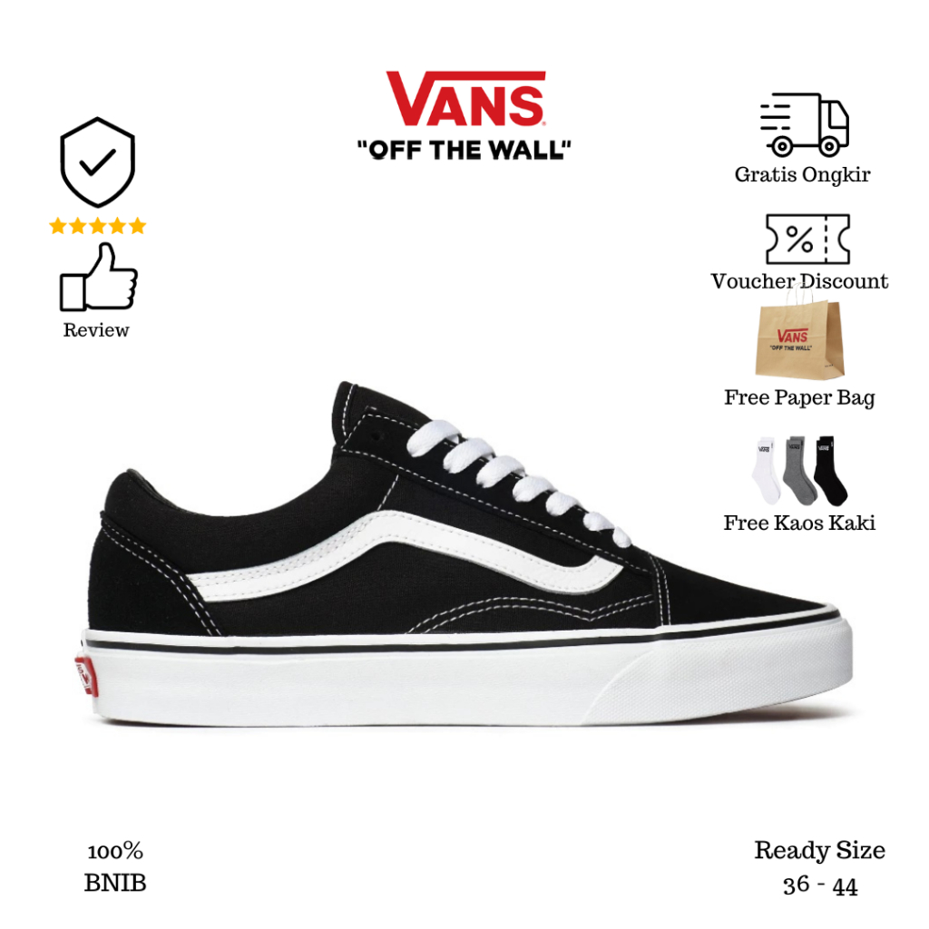 Jual Vans Old Skool Classic Black White Original Sepatu Dewasa Pria