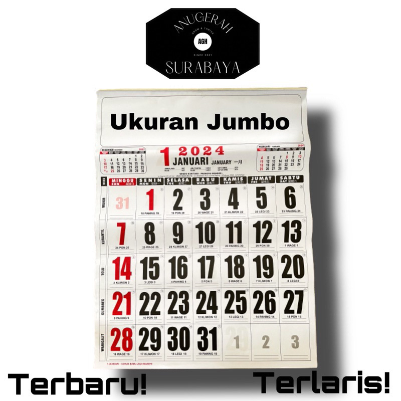 Jual Kalender Khusus SABLON Besar 2024/ Kalender Jumbo 50x64cm ...