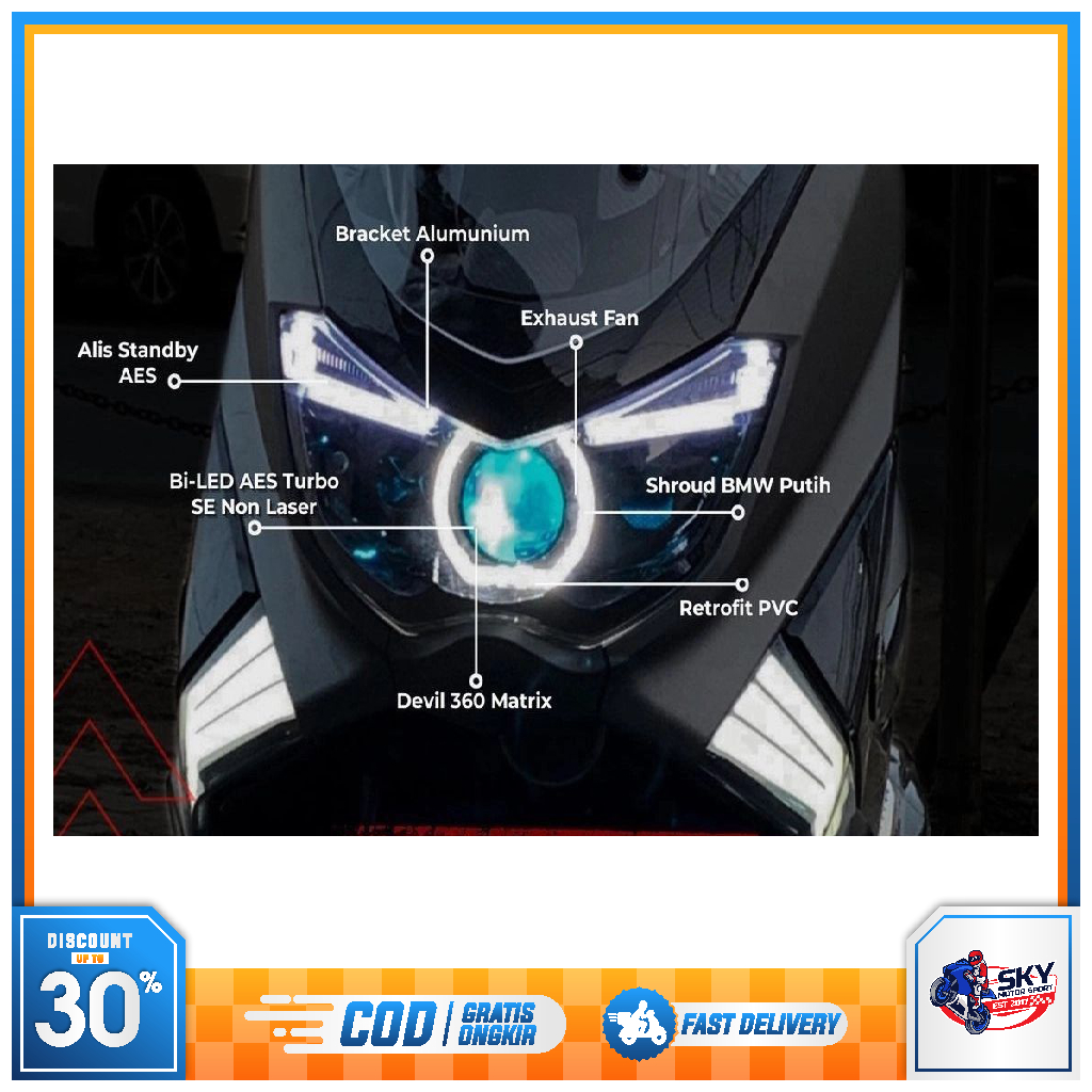 Jual Biled Projie Headlamp AES Turbo All Nmax Old New Custom Warna PNP