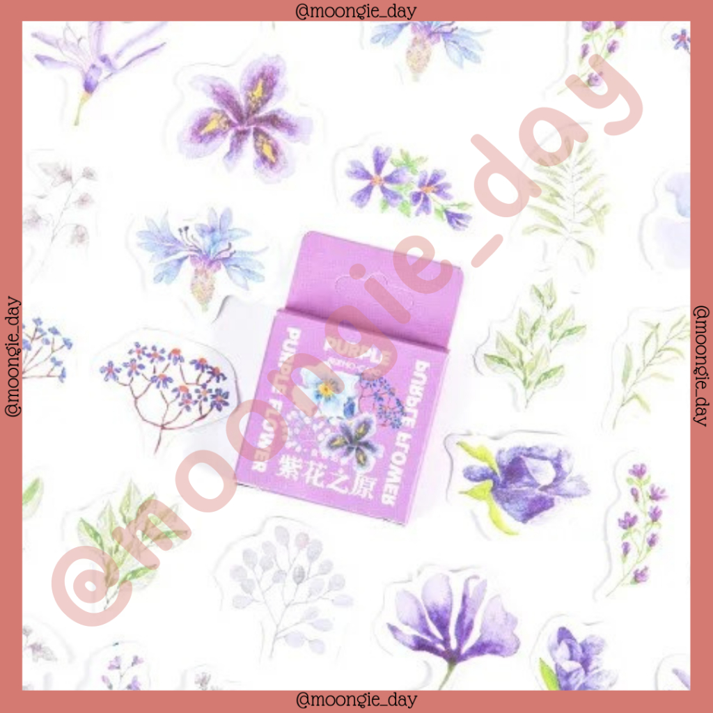 Jual 40-46 PCS/BOX STIKER KERTAS TEMA PURPLE FLOWER LAVENDER BUNGA UNGU ...