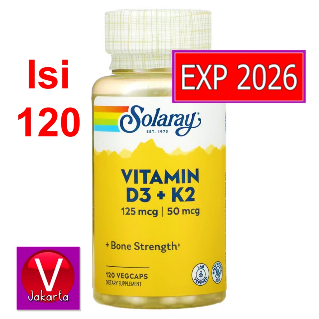 Jual Solaray Vitamin D3 K2 5000 IU Soy Free 120 VegCaps Solaray Vit ...