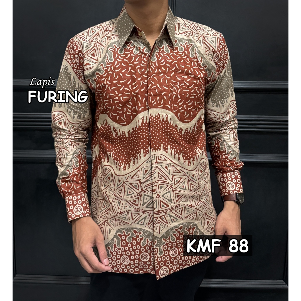 Jual KMF 88 Coklat Kemeja Batik Coklat Premium Lapis Furing Adem