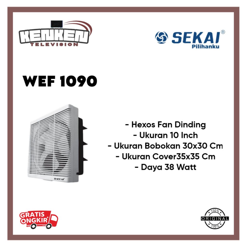 Jual SEKAI Exhaust Fan WEF-1090 Hexos Fan Sekai Dinding Kipas Dapur 10 ...