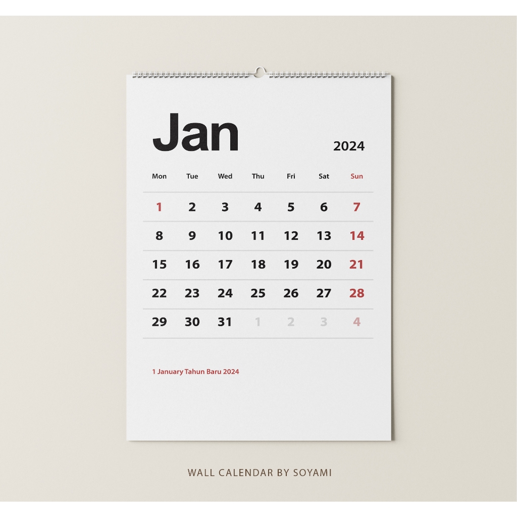 Jual Kalender Dinding A3 Simple White 2024 Aesthetic Premium Quality ...