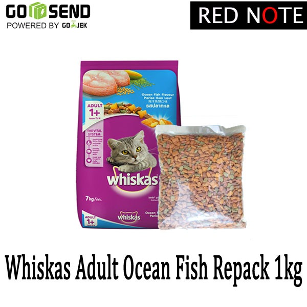 Jual Whiskas Adult Ocean Fish Repack 1kg (Grab/Gosend) | Shopee Indonesia