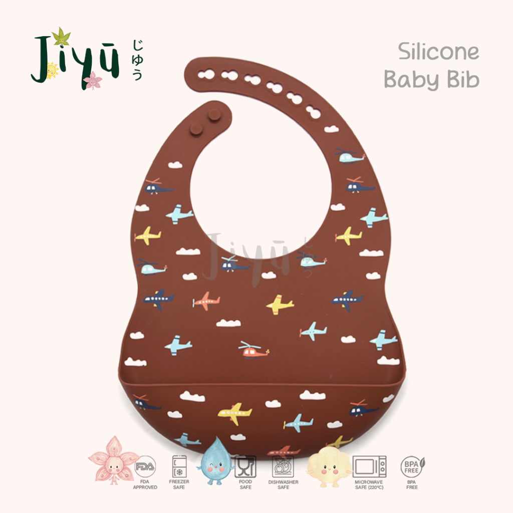 Jual JIYU [JA-037] Silicone Baby Bib Airplane / Celemek Bayi Silikon ...