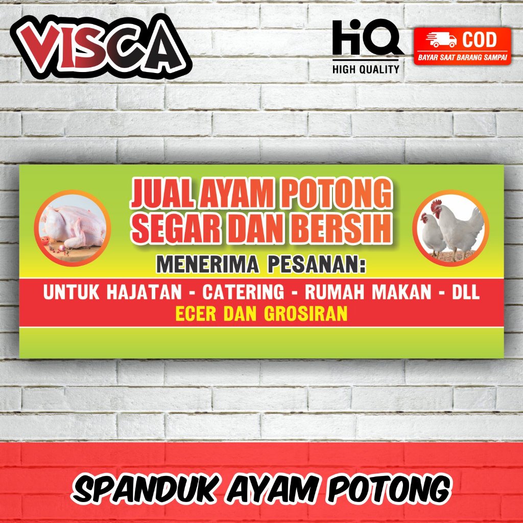 Jual Cetak Spanduk Banner Toko Ayam Potong Ukuran 150 X 50cm Shopee Indonesia 8219