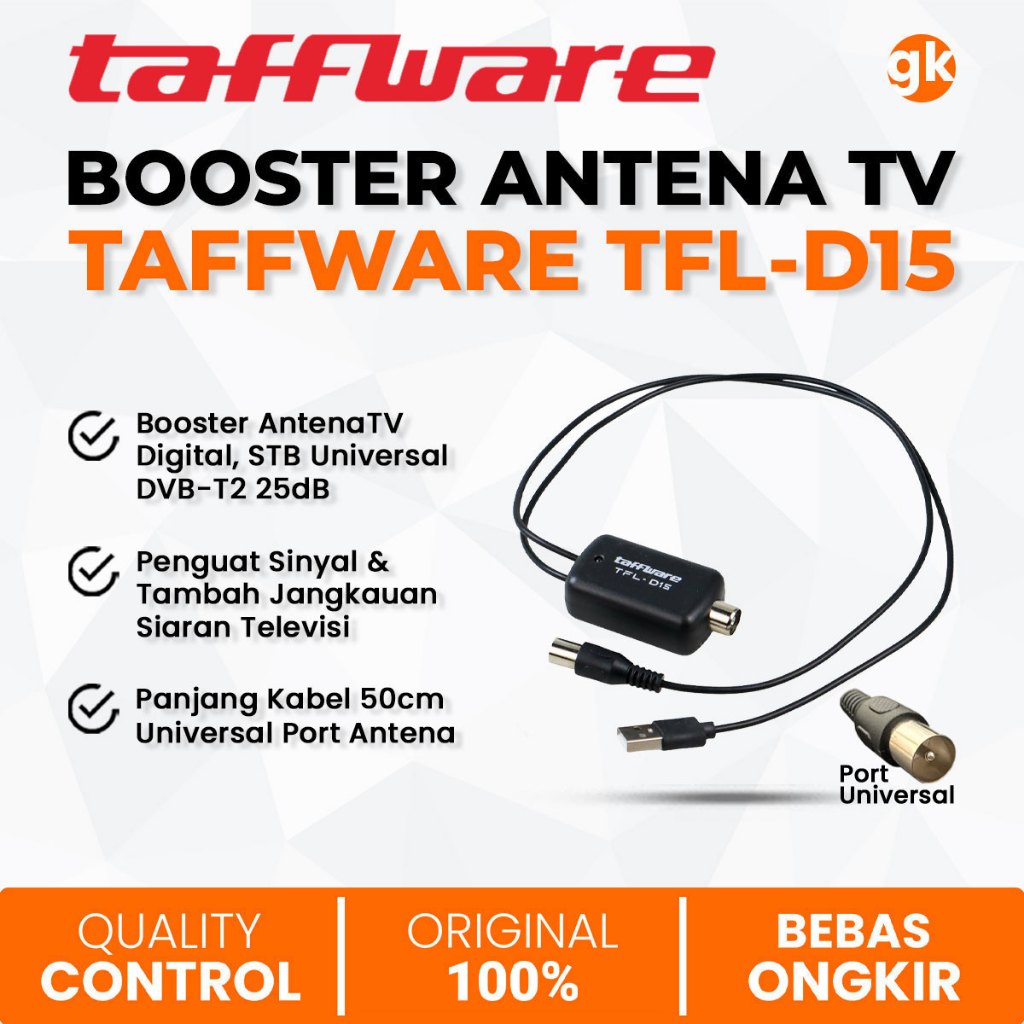 Jual TAFFWARE Penguat Sinyal Antena TV Digital Booster Tanpa Drat