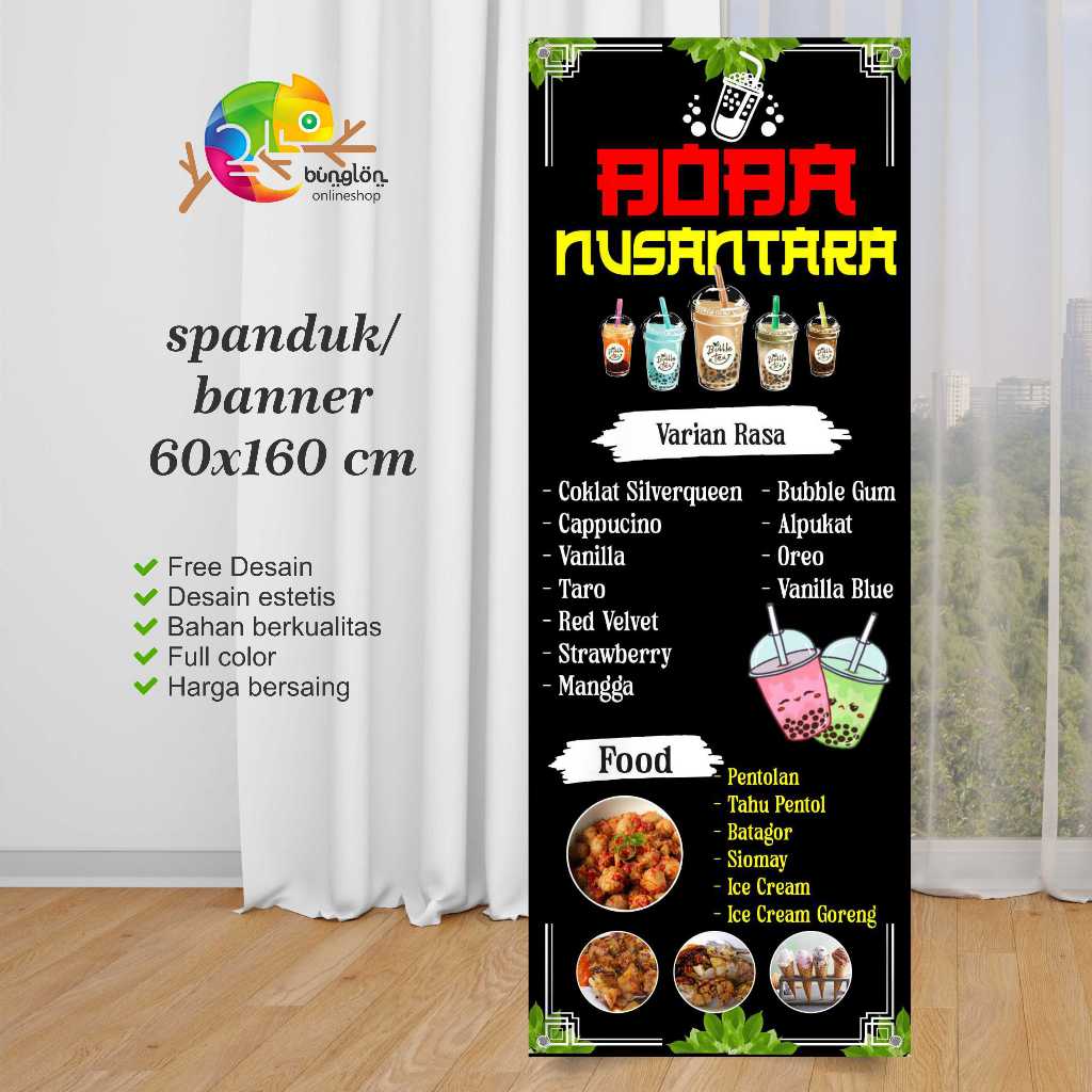 Jual Spanduk 60x160 Banner Minuman Boba Varian Custom Desain | Shopee ...