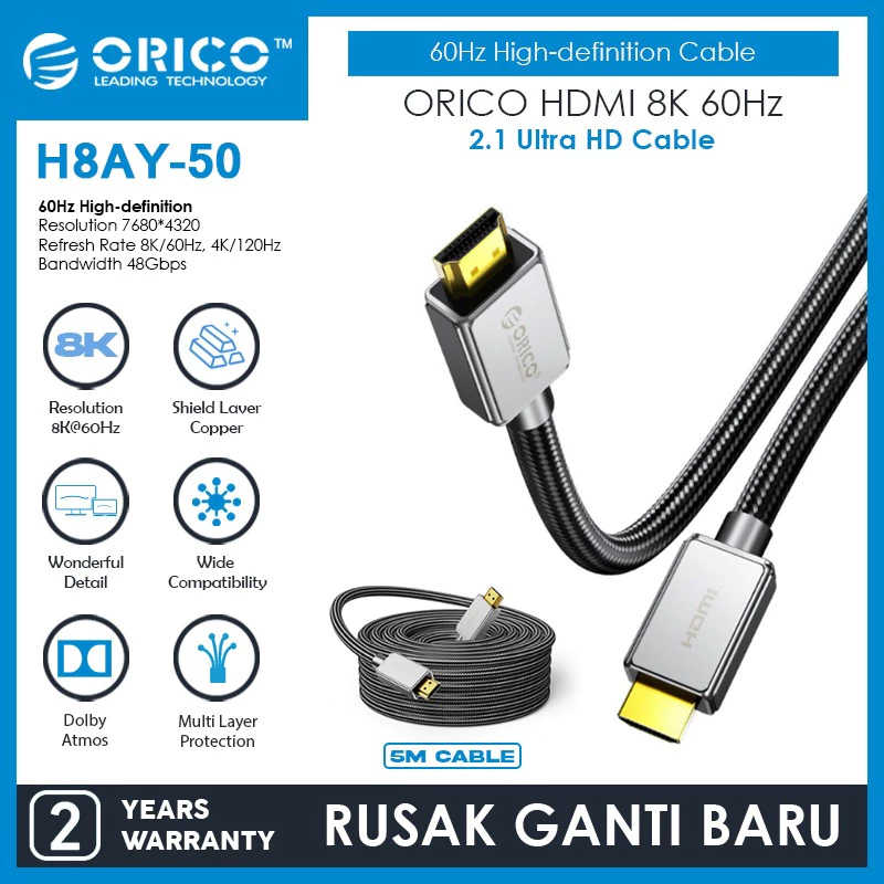 ORICO HDMI 8K High-definition Cable - H8AY