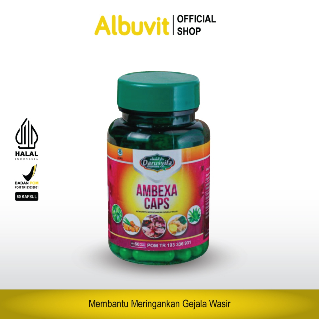 Kapsul AMBEXA DARUSYIFA Ekstrak Daun Ungu Obat Herbal Atasi Wasir & Ambeien BPOM - 60 Kapsul