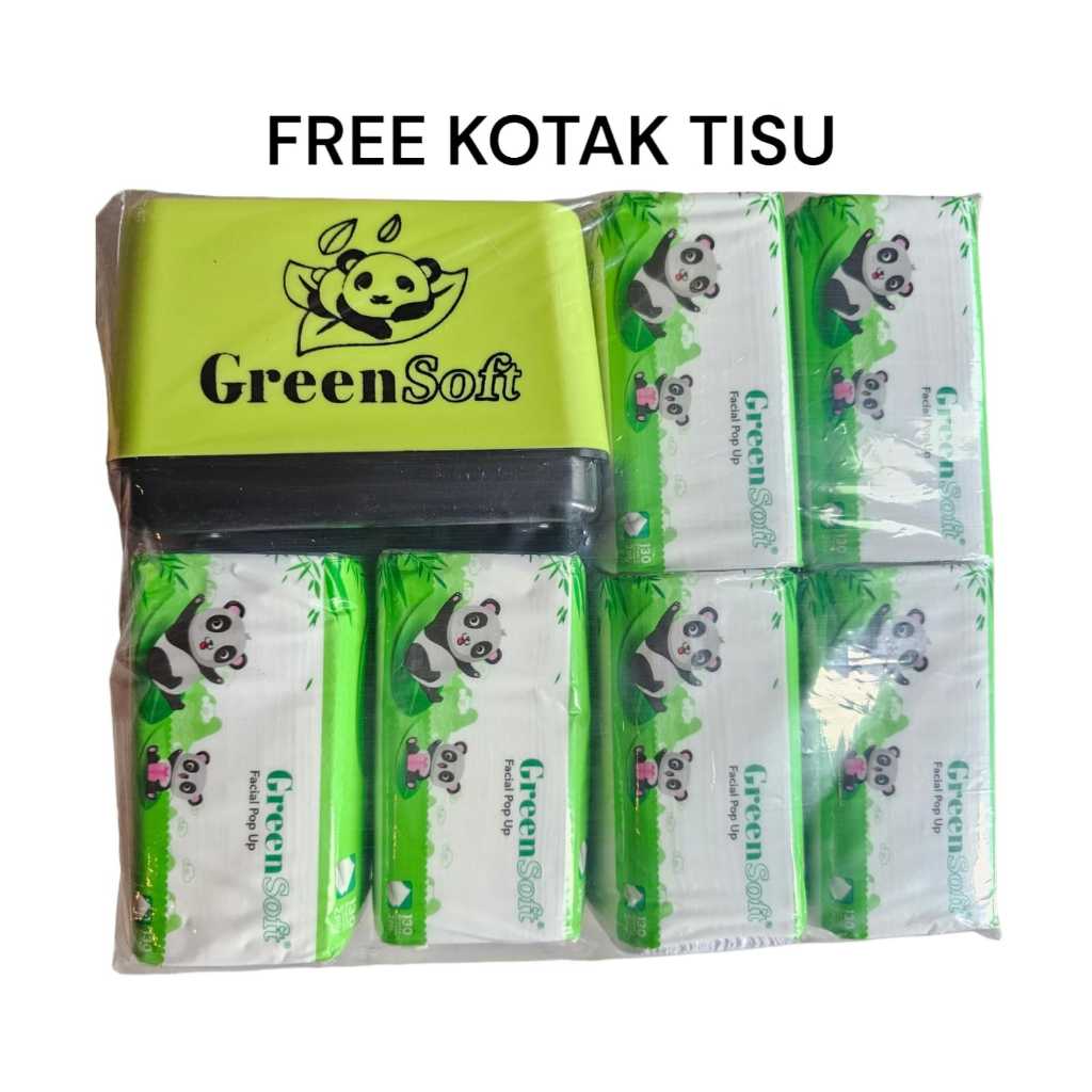 Jual PAKET 6 PCS TISU GREEN SOFT FACIAL POP UP 130 SHEET FREE KOTAK ...