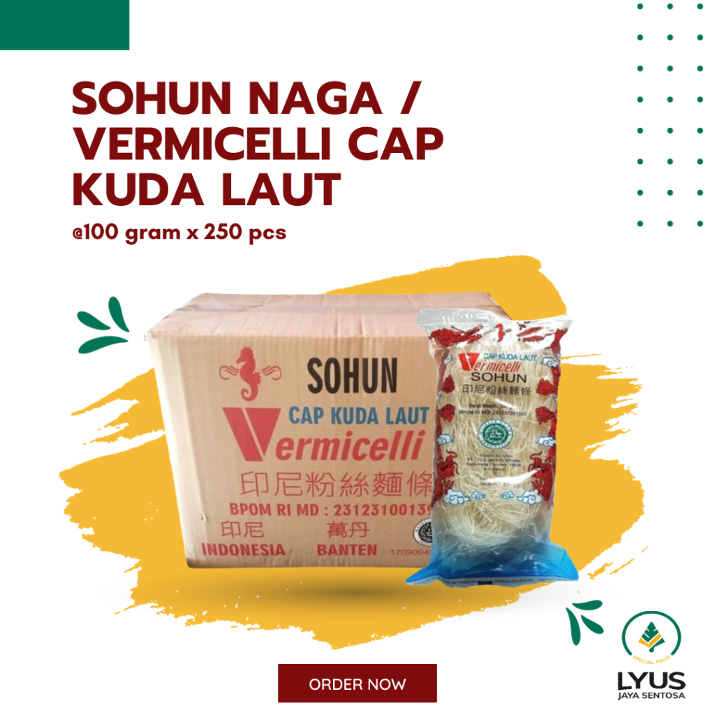 Jual Soun / Sohun Naga Liong Cap Kuda Laut 100g x 250pcs (DUS