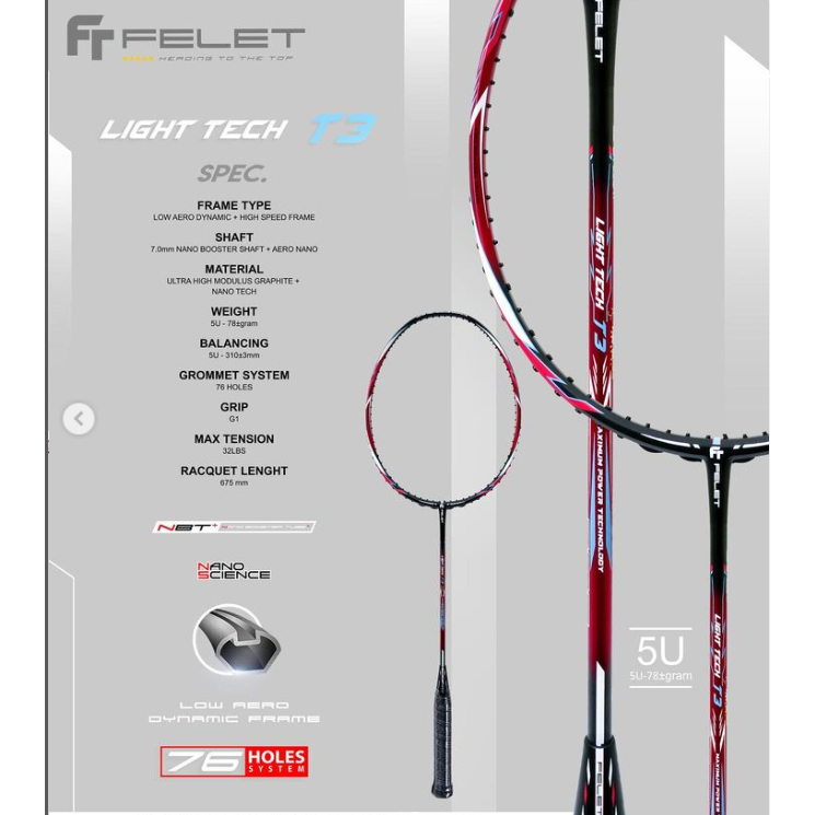 Jual Raket Felet Light Tech T3 | Shopee Indonesia