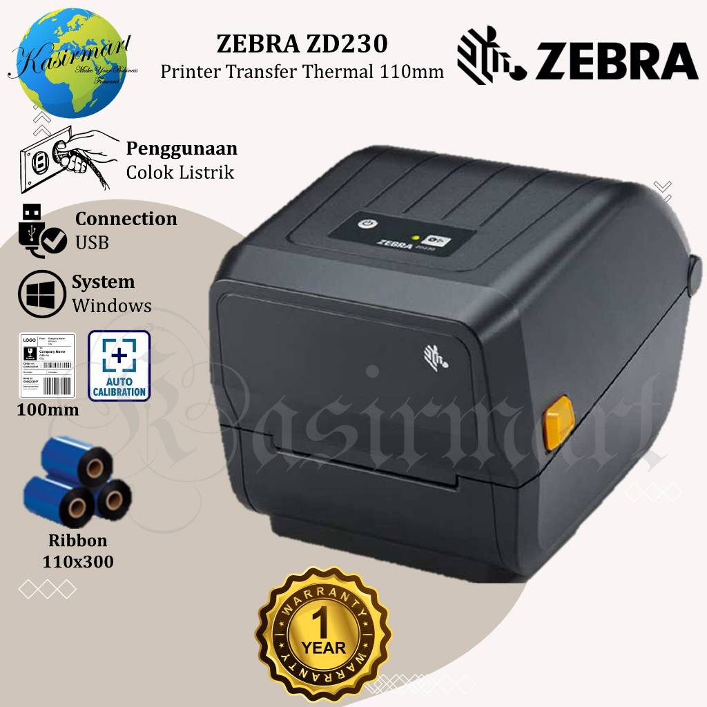 Jual Zebra Zd230 Printer Label Barcode Transfer Thermal Zebra Zd 230 Label Semicoated Yupo 2885
