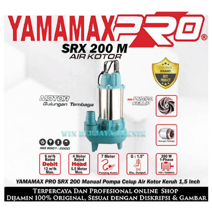 Jual YAMAMAX PRO SRX 200 Pompa Celup Air Kotor Bersih Keruh Sungai 1.5 ...