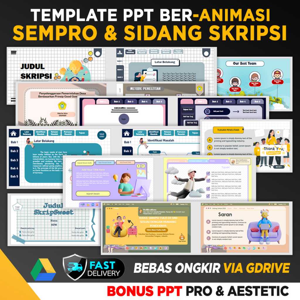 Jual Template Presentasi PPT Sidang Skripsi Sempro Animasi Aesthetic ...