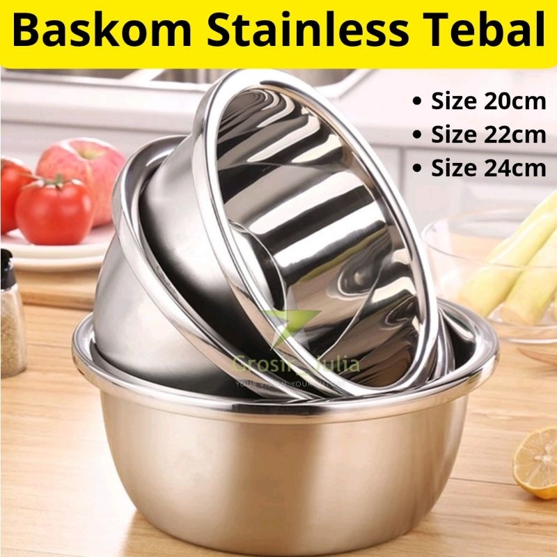 Jual Baskom Waskom Stainless Steel Tebal Anti Karat Basin Ukuran 20cm ...