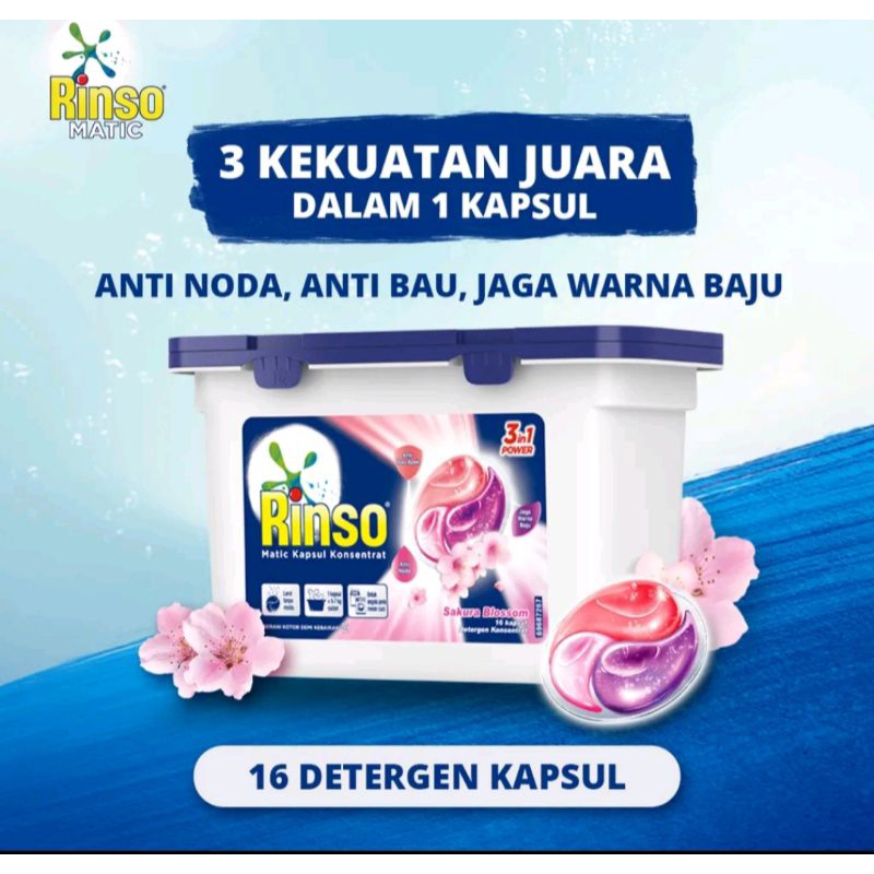 Jual rinso matic deterjen kapsul konsentrat 16 pcs | Shopee Indonesia