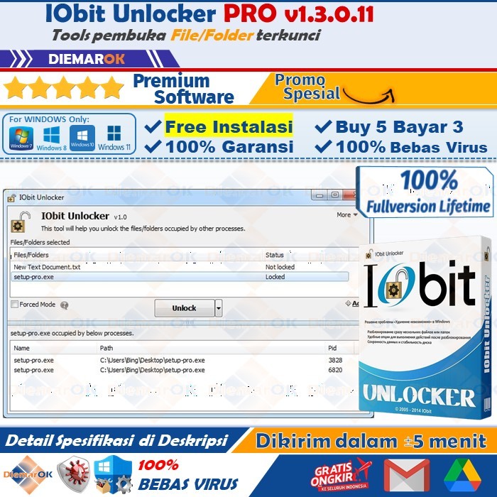Jual IObit Unlocker File Folder PRO 1.3.0.11 Software untuk Membuka